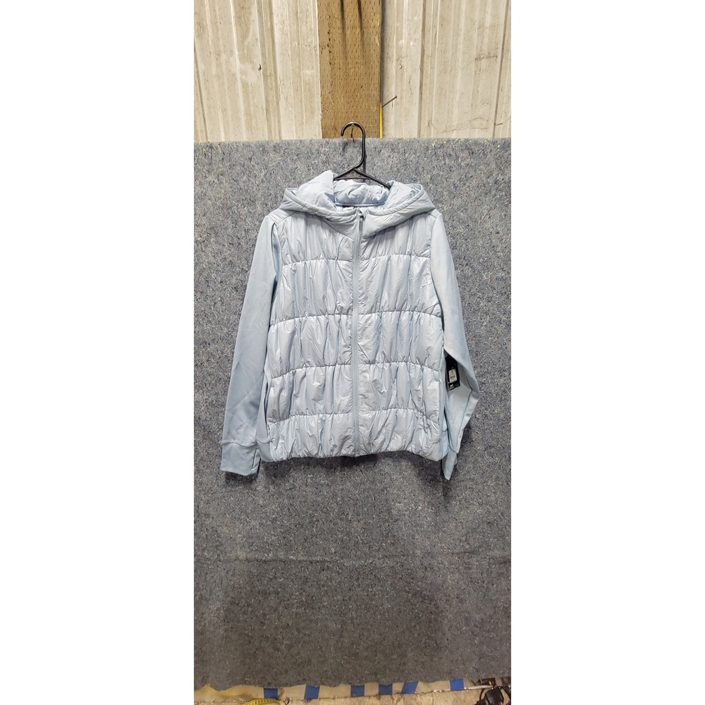 Avia Women's Quilted Jacket Blue Wish (Light Blue) Long Sleeve Hooded  XXL NWT